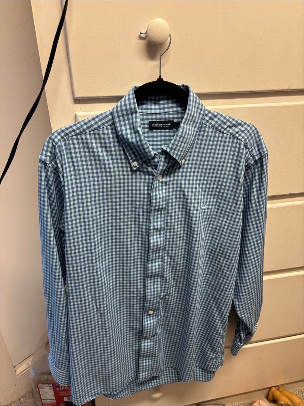 Southern Marsh Blue and White Gingham Button-Down Shirt